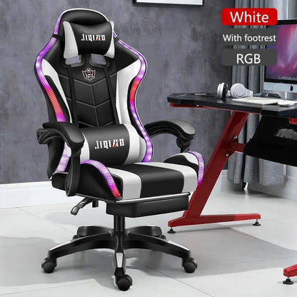 RGB Gaming Chair Ergonomic Computer Chair with Massage Function, Reclining Office Chair, Swivel Gamer Chair with Adjustable Height and Armrests