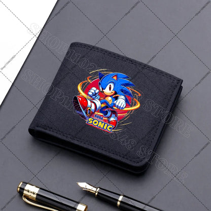 Sonics Mens Purses Men Wallets Cartoon Anime Graphic Print Cute Purse Portable Large Capacity Card Packs Birthday Party Gifts