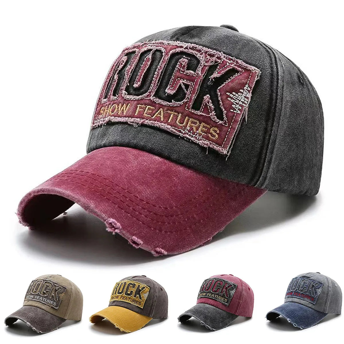 Visokokvalitetna pamučna bejzbol kapa s vezenim natpisom ROCK za muškarce i žene, snapback sportska kapa za vanjsku upotrebu za zaštitu od sunca