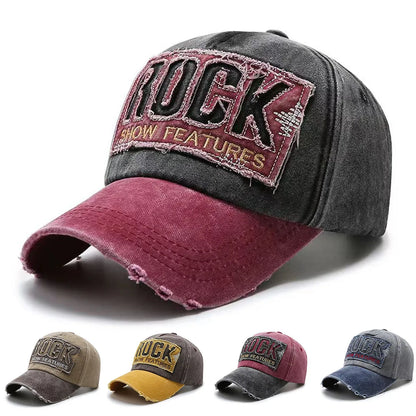Visokokvalitetna pamučna bejzbol kapa s vezenim natpisom ROCK za muškarce i žene, snapback sportska kapa za vanjsku upotrebu za zaštitu od sunca