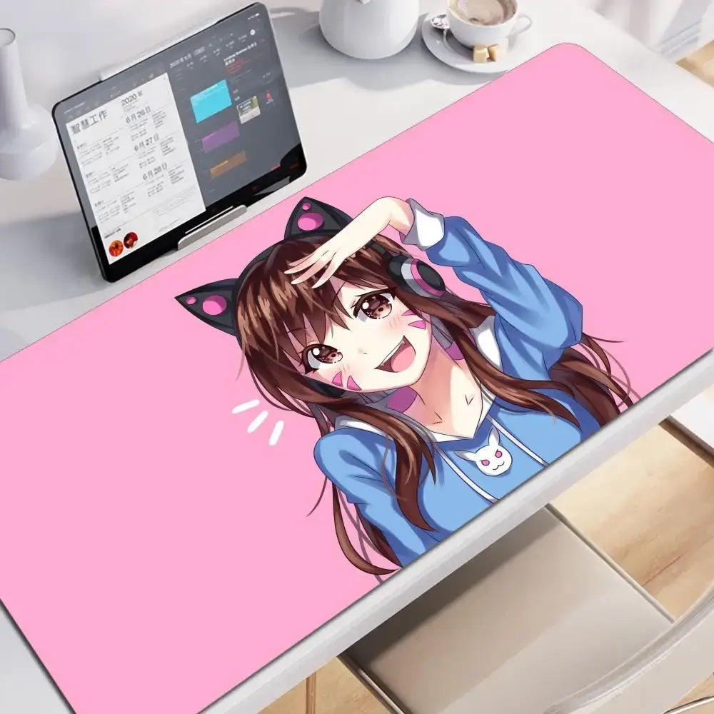 Anime-tyylinen pelityttö Overwatch -suuri hiirimatto 900x400 kannettavalle ja toimistoon, kuminen pehmeä pöytämatto, tietokoneen näppäimistölle, HD-painatus, XXL-hiirimatto
