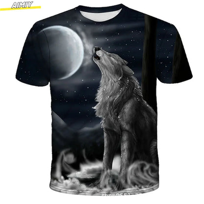 Мъжка тениска „Hipster Wolf“ с 3D печат, къс ръкав, модна лятна тениска, 3D животно, големи размери, с кръгла яка, за ежедневно носене и почивка