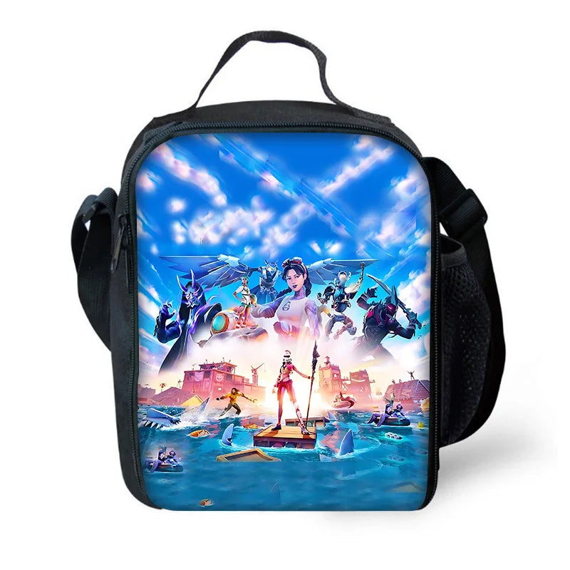 Classic Game Fortnite Child Insulated Large Capacity Bag for Boy Girl Student Outdoor Picnic Reusable Thermal Cooler Lunch Box
