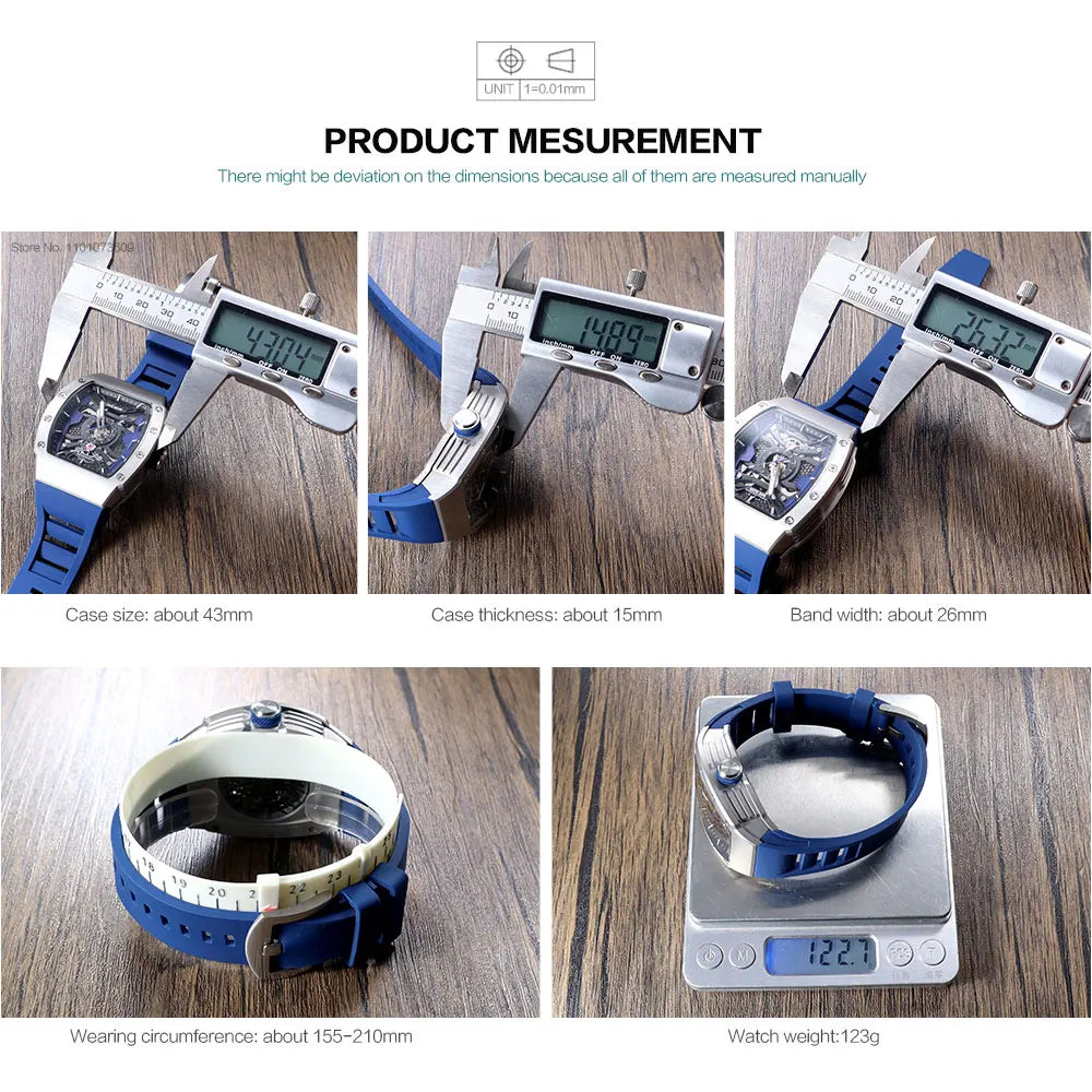 MEGIR Men's Automatic Mechanical Watch with Stainless Steel Case Silicone Strap Fashion Waterproof Luminous Wristwatch 8604