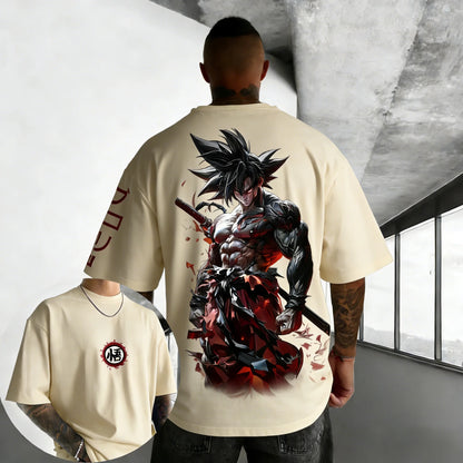 Dragon Ball Anime Oversized Cotton T-shirt 2026 Summer New Goku Printed Unisex Street Hip Hop Loose Casual Short Sleeve Top