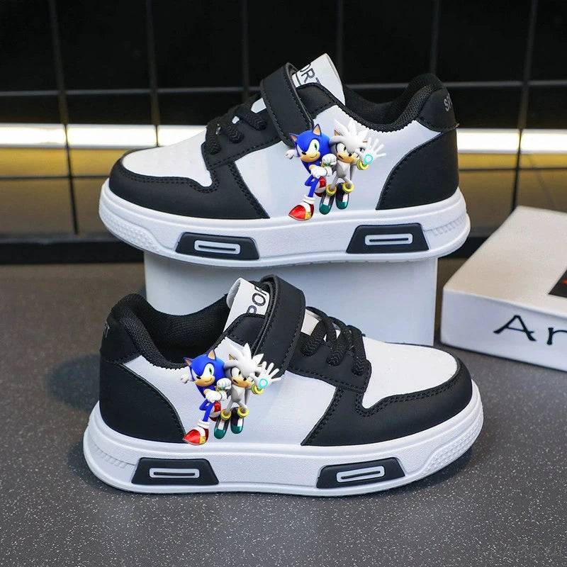 Sonic Fashion Sport Shoes PU Leather Sneakers Soft-soled Student Sneakers Tennis Shoes