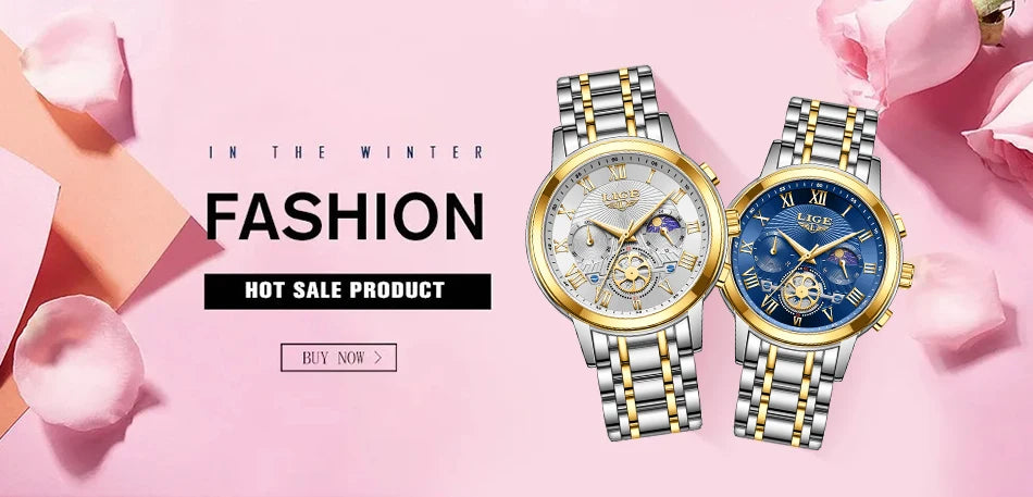 2024 LIGE Top Luxury Women Watch Creative Steel Women's Bracelet Wrist Watches Ladies Fashion Waterproof Female Relogio Feminino