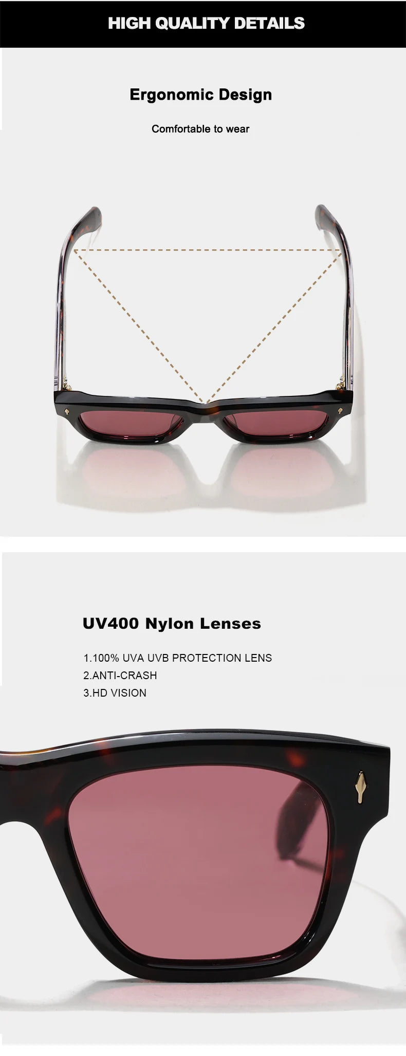 Fashion Design Handmade Square Acetate Sunglasses For Men Women Classic Sunglasses outdoor UV400 Protection Logo Customization