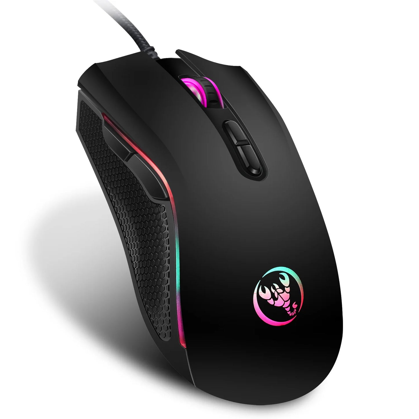 Hoogwaardige optische professionele gamingmuis met led-achtergrondverlichting in 7 heldere kleuren en ergonomisch ontwerp, 3200 DPI, voor LOL CS-gamers