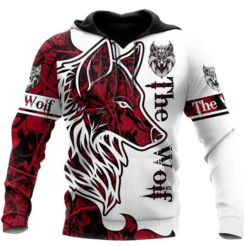 Fashion Spring Autumn Wolf Animal Men's Hoodies 3D All Over Printed Sweatshirt Unisex Pullover Casual Jacket Streetwear Coat 4XL