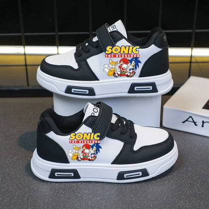 Sonic Fashion Sport Shoes PU Leather Sneakers Soft-soled Student Sneakers Tennis Shoes