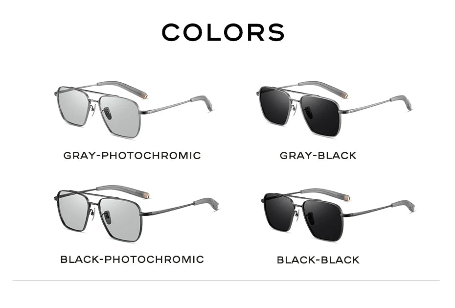 CAPONI Polarized Men Sunglasses Seiko Pure Titanium Photochromic Outdoor Driving Shades UV400 Original Brand Sun Glasses BS50004