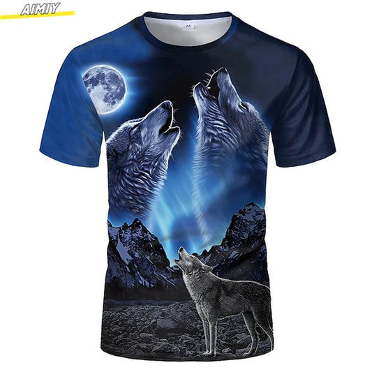 Men's Hipster Wolf 3D Printed T-Shirt Printing Short Sleeve Fashion Summer Tee 3D Animal Plus Size Round Neck Daily Holiday Top