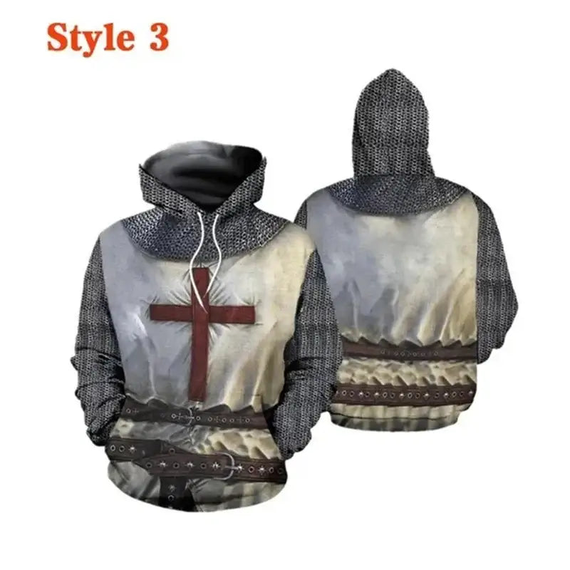 Produit gaming premium Fraquane Knight Templar Mens Hoodie Sweatshirt 3d Printed Men Women Casual Hooded Sweatshirts Pullover Hip Hop Harajuku Streetwear Tops