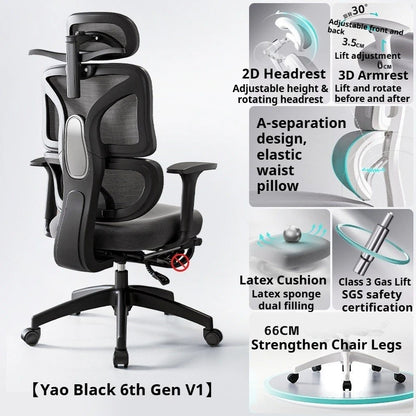 Ergonomic Study Chair High Back Office Chair with Lumbar Support, Adjustable Computer Desk Chair, Comfortable Home Work Chair with Armrests
