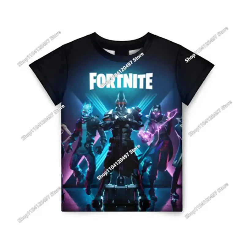 Аниме Fortnite тениски за момичета, тениска за момчета, бели тениски с анимационен принт, летни бебешки тениски, сладки горнища с принт, костюм