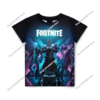 Аниме Fortnite тениски за момичета, тениска за момчета, бели тениски с анимационен принт, летни бебешки тениски, сладки горнища с принт, костюм