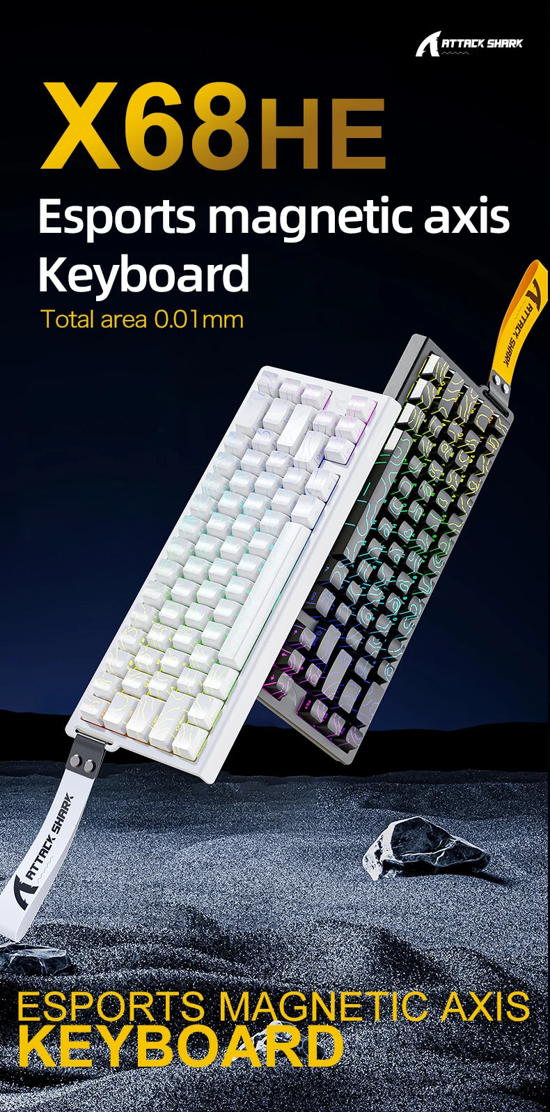 Magnetic Switch Keyboard ATTACK SHARK X68HE X68PRO HE and FREEWOLF F68 Wired F68Pro Wireless for Pro Gaming 0.01mm Rapid Trigg