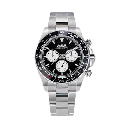 Sugess Diving Mens Watch Panda Automatic Mechanical Chronograph Peacock SL4801 Movement Wristwatch Waterproof Ceramic Bezel New