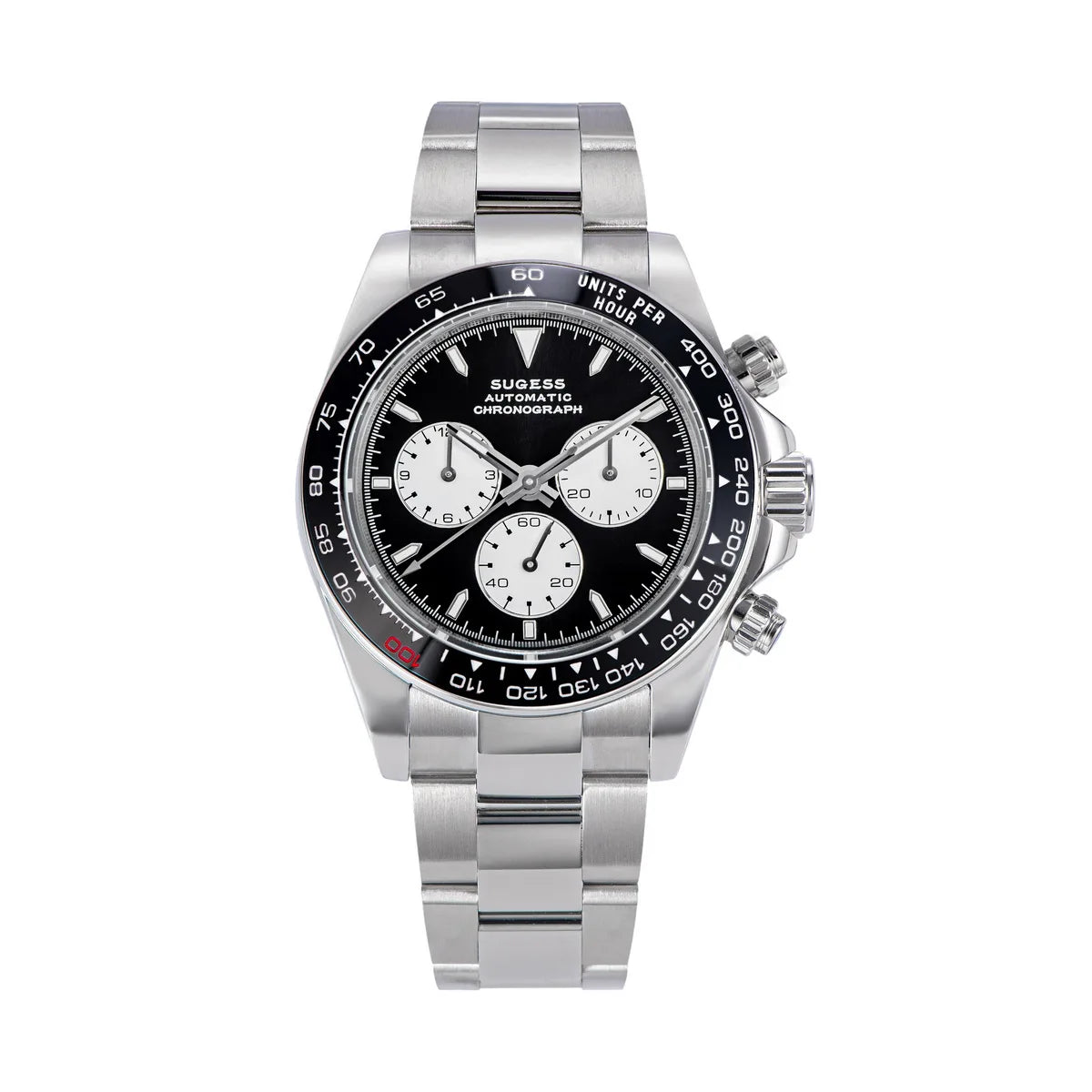 Sugess Panda Chronograph Movement Automatic Mechanical Chronograph Wristwatch Waterproof Diving Men Watches Ceramic Bezel Tona