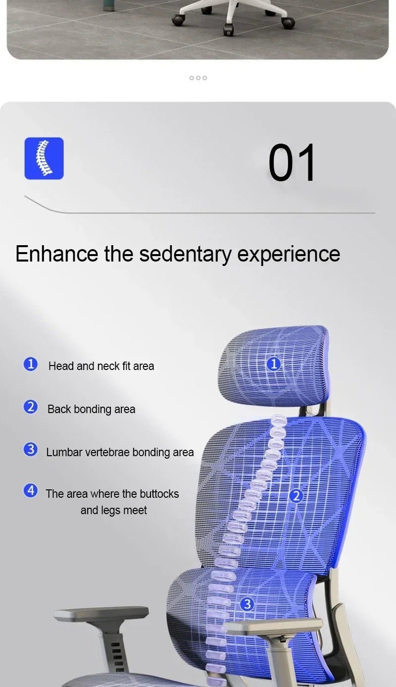 Ergonomic Gaming Chair with Adjustable Footrest, Reclining Office Chair, Posture Support Computer Chair with 2D/3D Armrests for Home Office