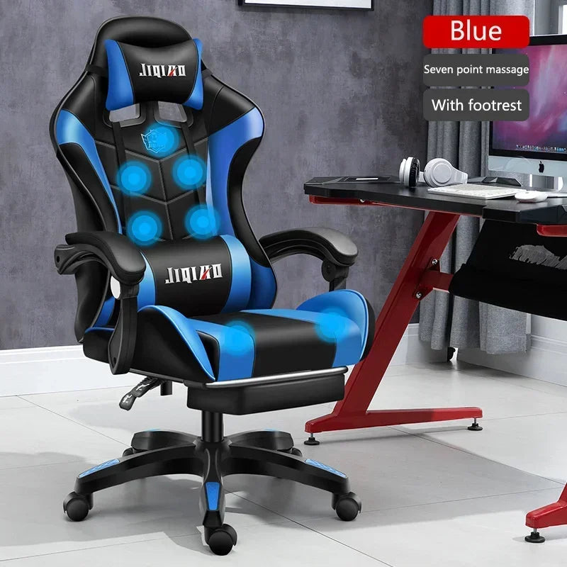 RGB Gaming Chair Ergonomic Computer Chair with Massage Function, Reclining Office Chair, Swivel Gamer Chair with Adjustable Height and Armrests