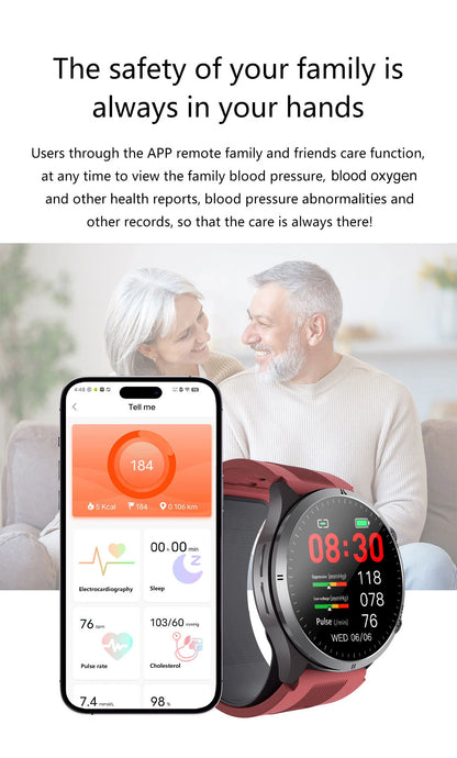 2026New Blood Pressure Air Pump Airbag Accurate Measure Smart Watch Men Micro Physical Examination Health ECG Smartwatch NFC BOX