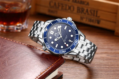 Luxury Automatic Watch for Men Stainless Steel Waterproof Calendar Mechanical Watches Fashion Casual Mens Watches Reloj Hombre