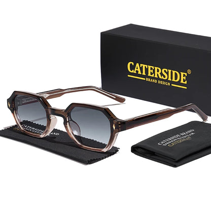 CATERDIDE Retro Polygonal Men Sunglasses Personalized Design Square Frame Sun Glasses for Women Parties Travel Holidays Glasses