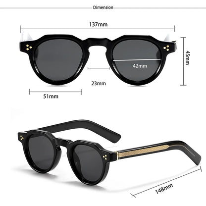 CATERSIDE Retro Round Men's Sunglasses High-Quality Thick Style Women's Outdoor Travel Business Driving Decorative Glasses UV400