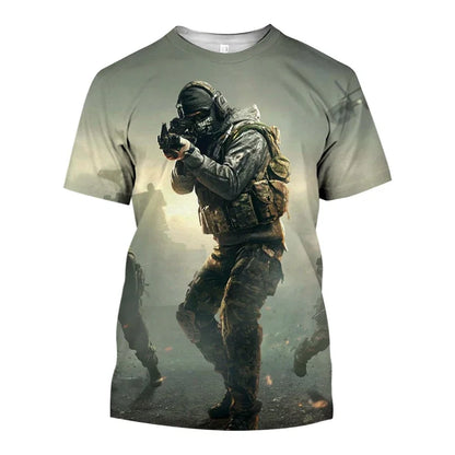 2024 Summer New Hot Call of Duty Game 3d Printed Men's T-shirt Fashion Casual Plus Size Loose Comfortable Breathable Top