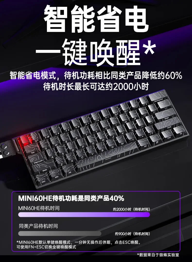AULA Mini60 HE Magnetic Switch Keyboard RGB Tri Mode Wireless Mechanical Keyboard 8000Hz 0.01mm RT Gaming Keyboard Gamer Gifts