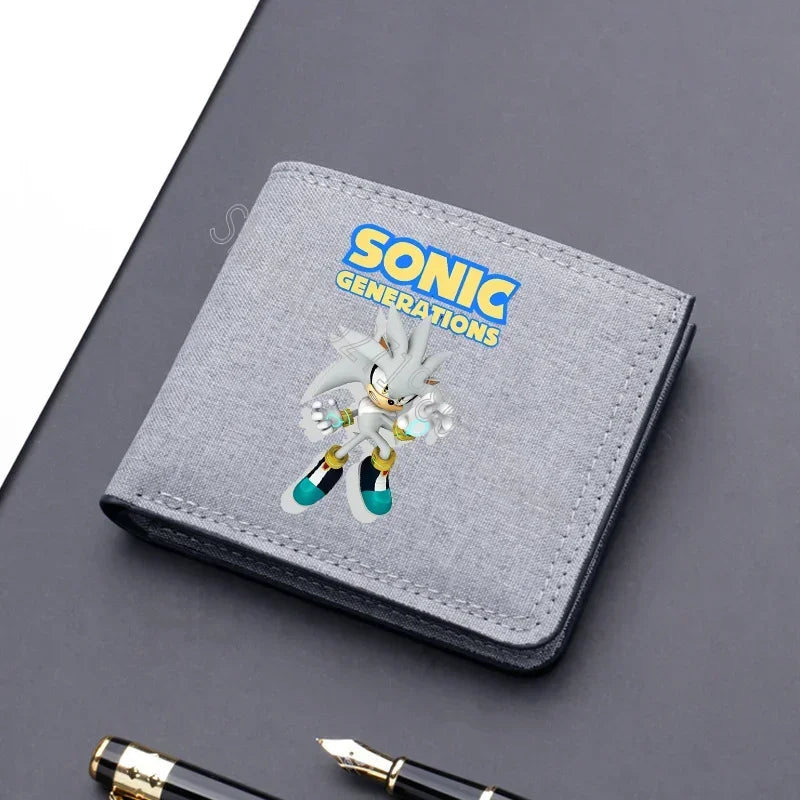 Sonics Mens Purses Men Wallets Cartoon Anime Graphic Print Cute Purse Portable Large Capacity Card Packs Birthday Party Gifts