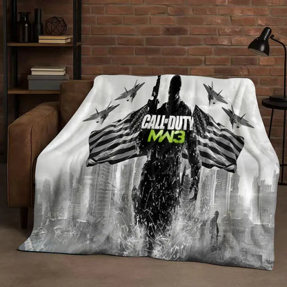 HD Classic Gun Game Call of Duty COD Ghost Simon Flannel Blanket,Ultra Soft Warm Plush Throw for Home Bedroom Bed Sofa Cover Kid