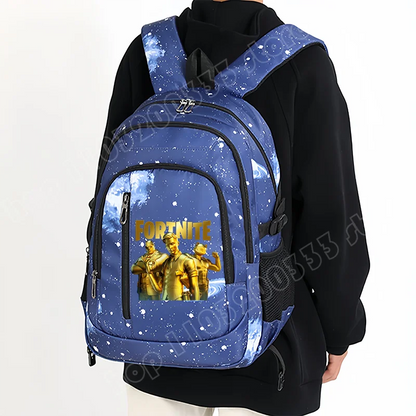 Раница Fortnite Starry Sky с голям капацитет, водоустойчива чанта за лаптоп с принт на игрови персонаж, ученическа раница за момчета и момичета за връщане в училище