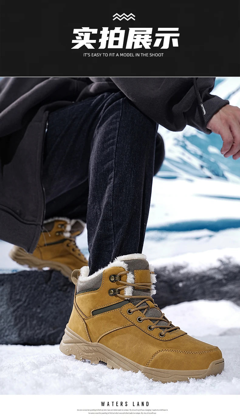 Men's Boots 2025 New Winter Slippers Warm Men Shoes Waterproof Non-Slip Plush Sneakers Male Tennis Shoes Boots Men Sneakers Winter