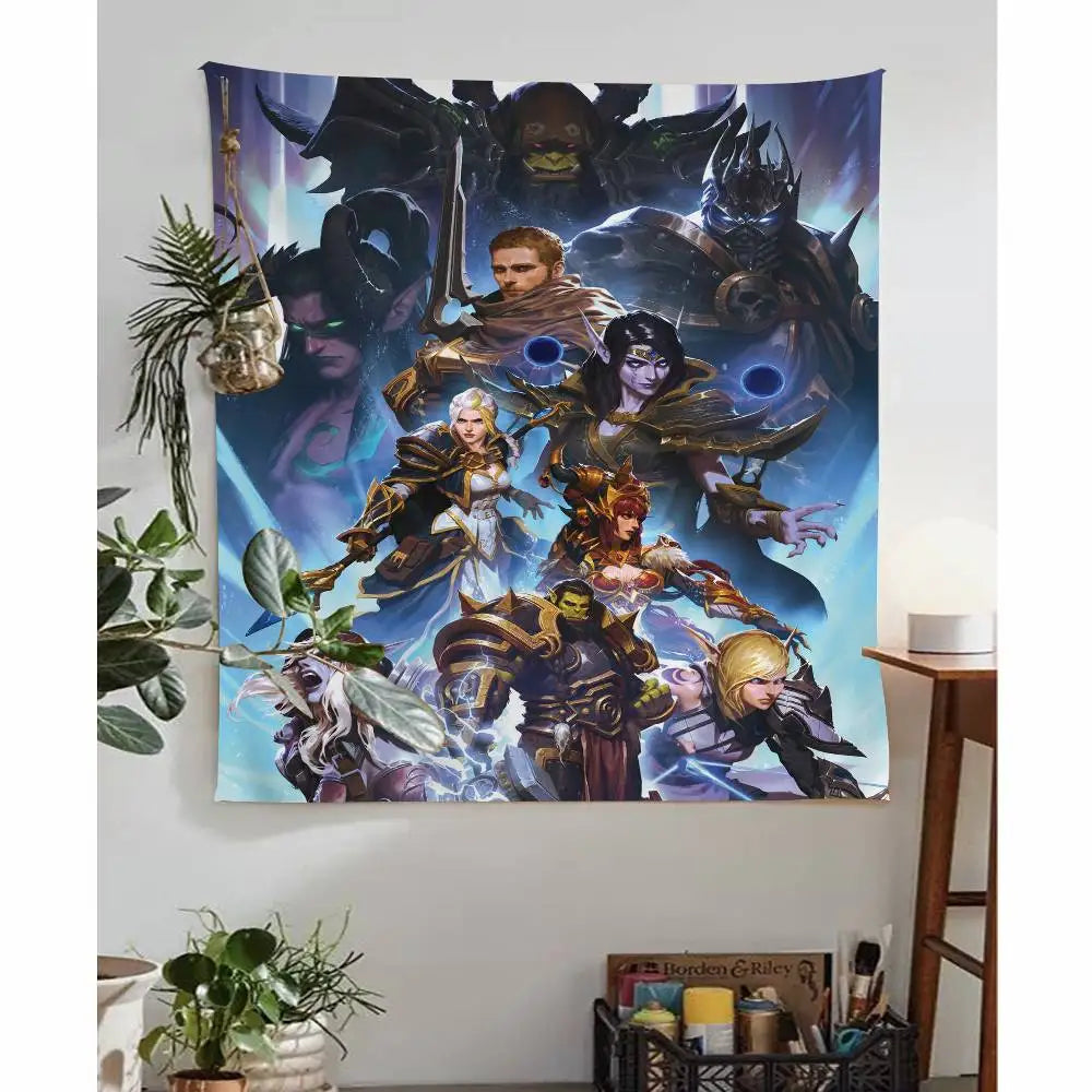 World of Warcraft Hero Colorful Tapestry Wall Hanging Hanging Tarot Hippie Wall Rugs Dorm Wall Art Decor