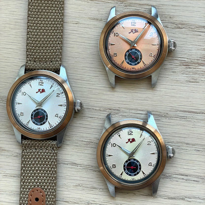 Merkur Watch Salmon Dial Watch NEW Vintage Watches Handwind Mechanical Watch for Men Bronze watch case Relogio Masculino 38mm