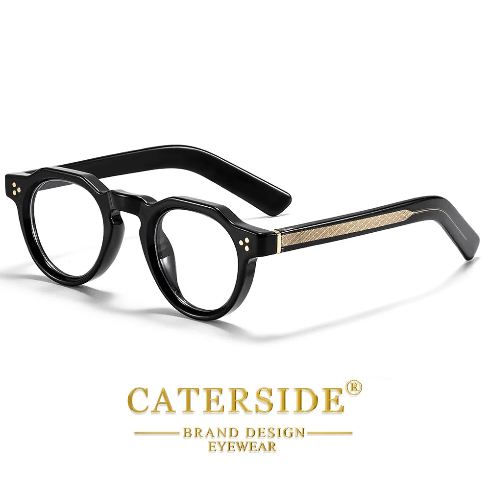 CATERSIDE Retro Round Men's Sunglasses High-Quality Thick Style Women's Outdoor Travel Business Driving Decorative Glasses UV400