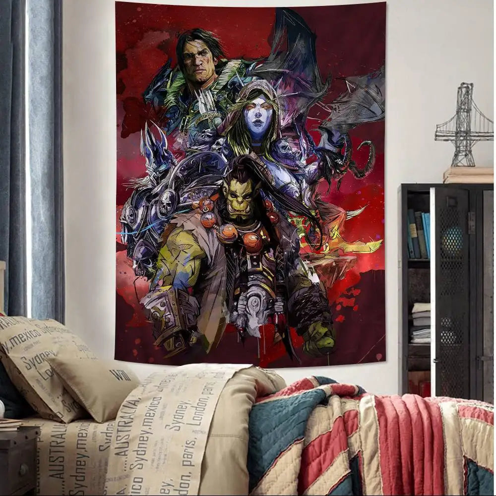 Hot Game World Of Warcraft Printed Large Wall Tapestry Cheap Hippie Wall Hanging Bohemian Wall Tapestries Mandala Home Decor