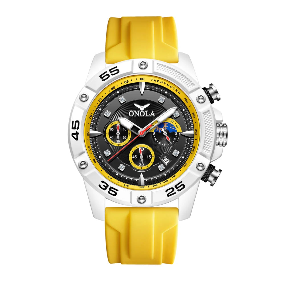 ONOLA New Fashion Casual Men's Watch Multi functional Fluorescent Tape Waterproof Quartz Military Watch Men's Clock High Quality