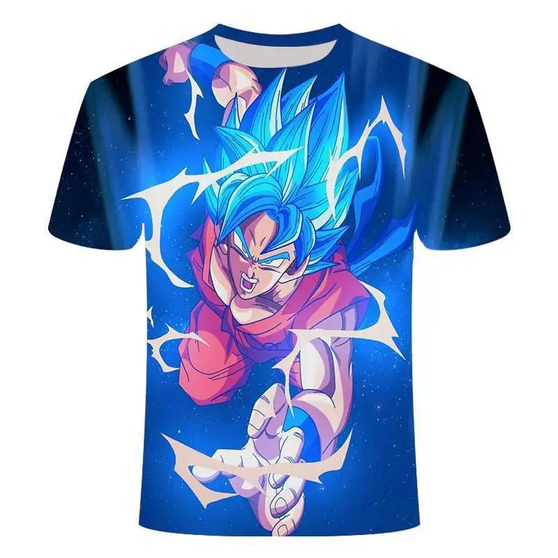 Dragon Ball -T-paita Lasten 3D-T-paita Muoti Lasten poikien lyhythihainen pyöreäkaulainen vapaa-ajan anime Super Saiya Wukong