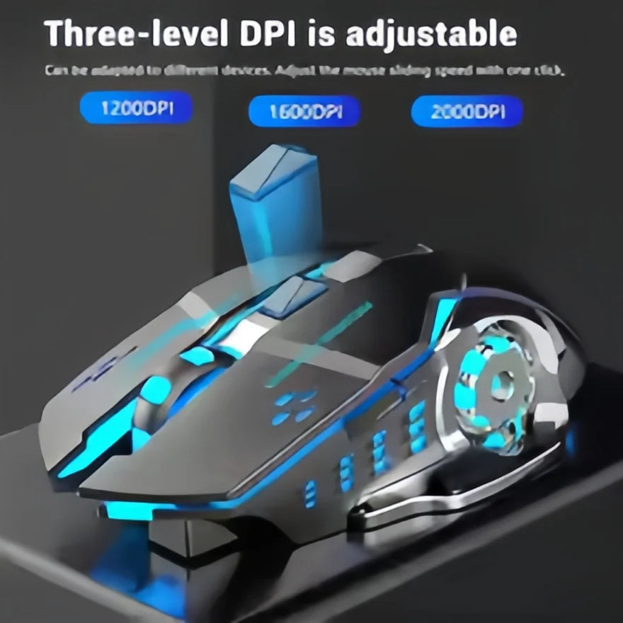 Rechargeable Wireless Gaming Mouse – Silent Bluetooth/USB, RGB Backlight, E-Sports for PC