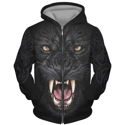 Cool 3D Wolf Printed Zipper Hoodies Fashion Men/Women Streetwear Hooded Jacket Coat Unisex Casual Hip Hop Pullover Sweatshirts