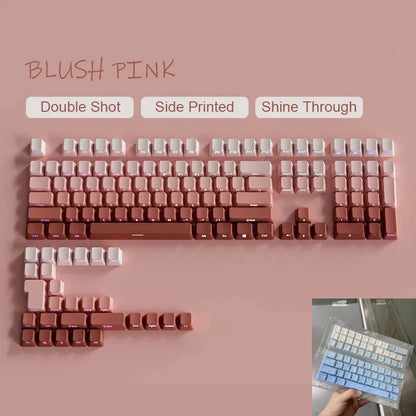 Novas Keycaps para Teclado Mecânico Gaming 60/64/84/98/108 com Switch MX, 135 Teclas OEM PBT, Gravação Lateral, Gradiente Vermelho e Preto
