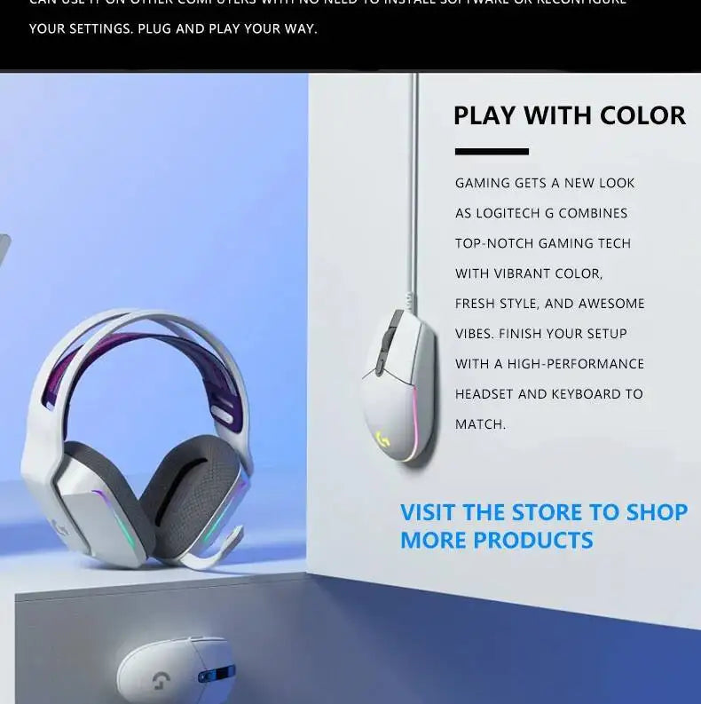 Logitech G203 LIGHTSYNC-mus trådbunden 8000 DPI-sensor RGB Sync 6 knappar mekanisk spänning för kontor och gaming