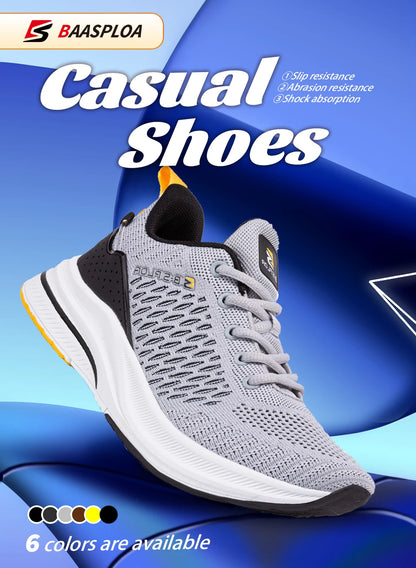 Baasploa Herren-Laufschuhe – Marke: Casual, leichte Designer-Jogging-Schuhe aus Mesh für Herren, atmungsaktive Sport- und Wanderschuhe mit Schnürung