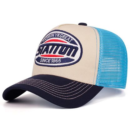 Nova uniseks klasična bejzbolska kapa STATION s uzorkom slova, mrežasta kapa za muškarce i žene, prozračna streetwear ljetna trucker kapa