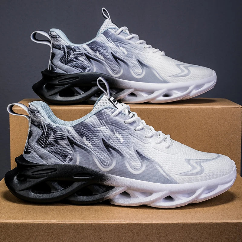 Men's Running Shoes Mesh Breathable Flat Cushioning Soft Comfortable Sneakers Outdoor Gym Trendy Casual Jogging Shoes for Men