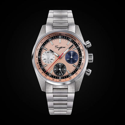 Sugess Mens Watch 38mm Chronograph Mechanical Wristwatches Tianjin Gooseneck Movement Sapphire Crystal Roulette Dial S465 new